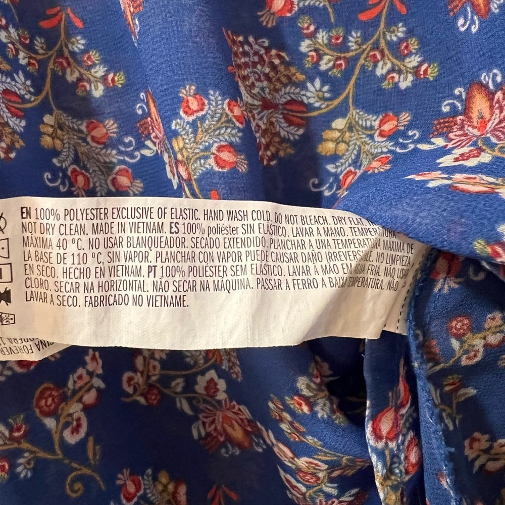 Forever 21 M Grannycore Sheer Flowy Floral Collared Tie Front Long Sleeve Top - Picture 4 of 7